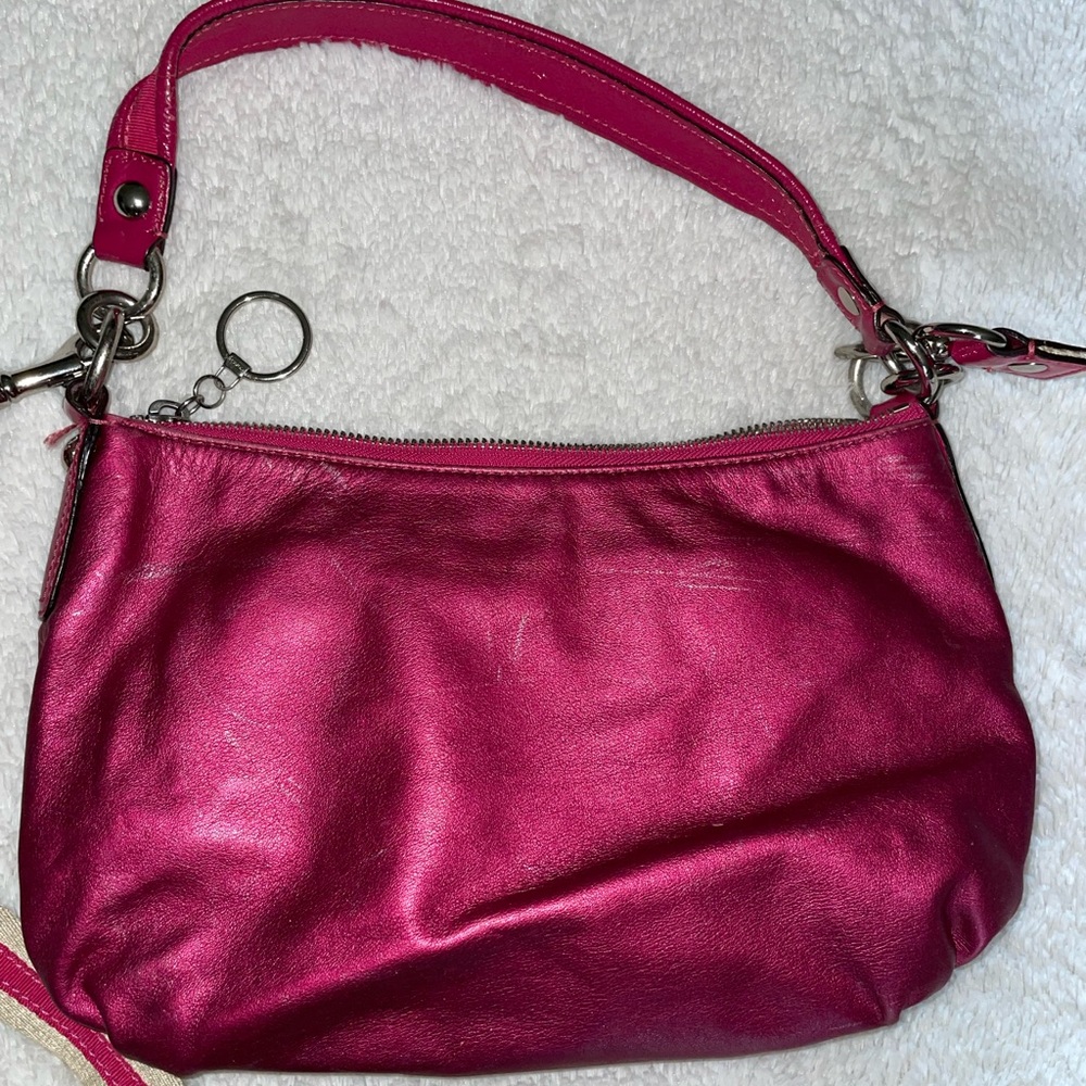 Coach Poppy 2-Way Pink Handbag with Guitar‎ Strap - Picture 7 of 9